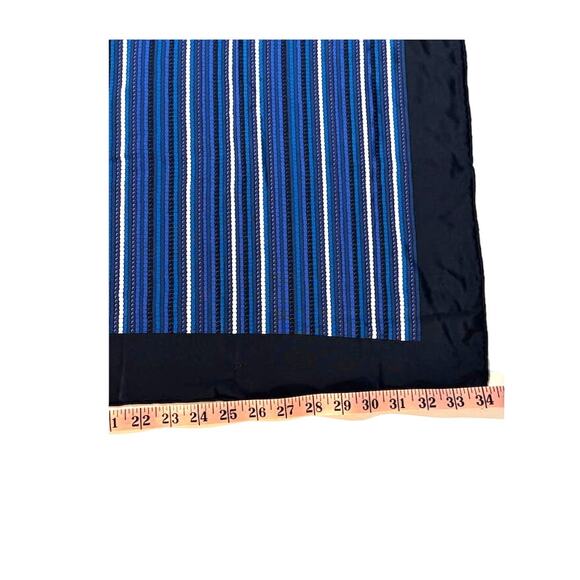 Delvaux scarf 100% silk France large square blue and white striped elegant - Picture 4 of 6